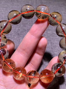 天然巴西透体黄海胆单圈手串饰品