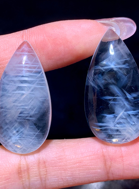 天然异象蓝针水晶吊坠雕刻件水晶