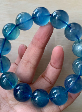 天然冰透星光魔鬼蓝海蓝宝蓝水晶