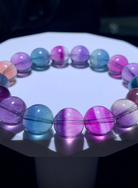 天然双色萤石手链多色聚宝盆手串