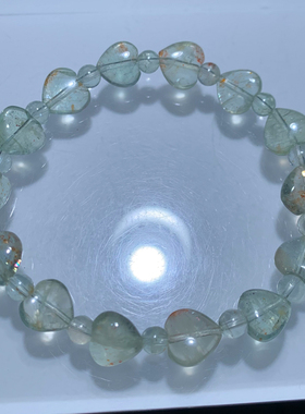 天然绿体阿鲁沙手链爱心雕刻手链