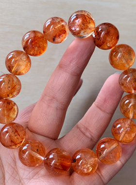 天然巴西原色红胶花手链饰品水晶