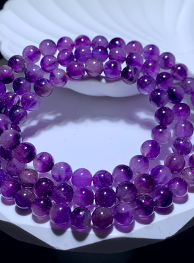 天然紫超七三圈手链饰品水晶男女