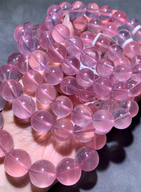 天然冰透星光粉晶手链单圈送女生