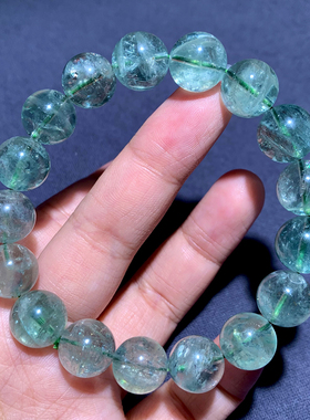 天然拉丝猫眼绿柱石单圈手链冰润