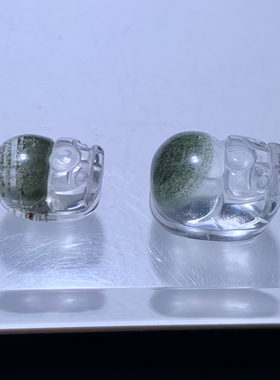 天然绿幽灵貔貅水晶雕刻件配件