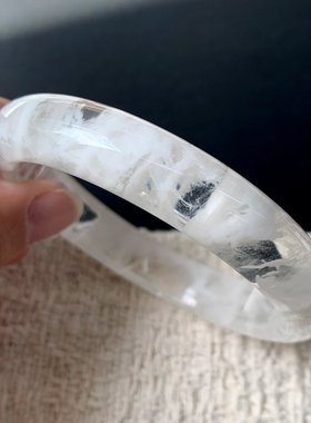 天然冰透白雪花幽灵手镯水晶饰品