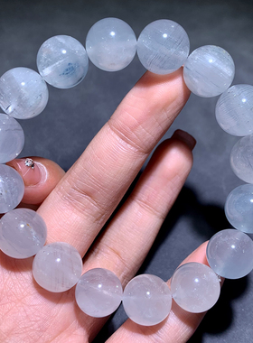 天然冰透灰蓝兔毛手链礼物情侣款