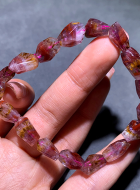 天然金钛极光随形单圈水晶手链女