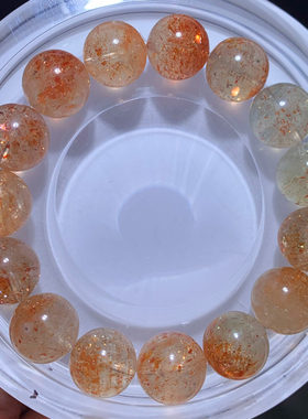 天然白水体太阳石共生水晶手链女