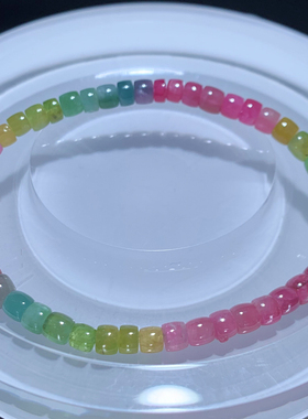 天然巴西糖果色西瓜碧玺桶珠手链