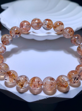 天然透体共生黑云母水晶手链黑色