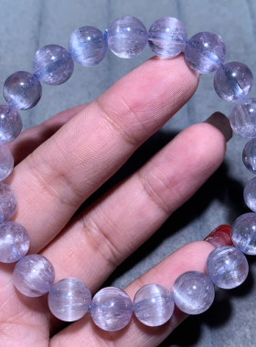 天然冰透猫眼紫蓝锂辉石手链情侣