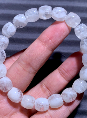 天然白雪花幽灵桶珠手链新矿种女