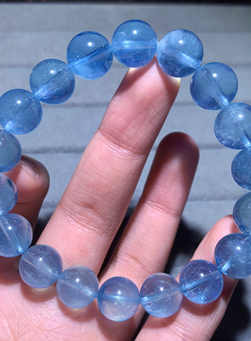 天然冰透星光海蓝宝手链礼物情侣