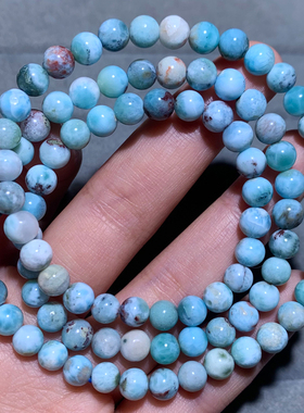 天然海纹石三圈手链拉利玛水晶女