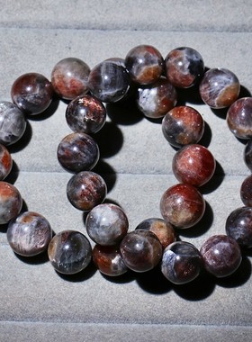 天然红矿星辉骨干共生闪片手链女