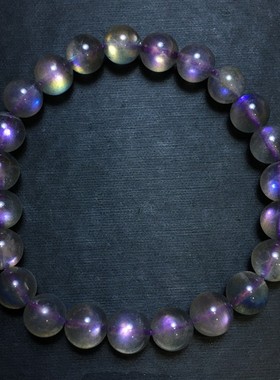 天然紫彩光拉长石灰月光单圈礼物