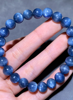 天然强猫眼闪片蓝晶石单圈手串