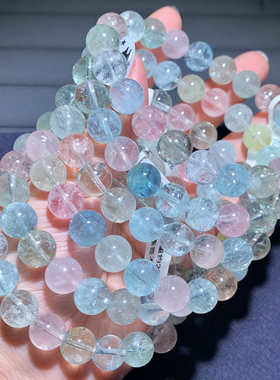 天然摩根石糖果色水晶手串手链女