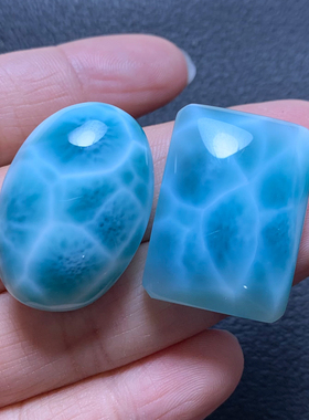 天然海纹石吊坠淡蓝色水晶男女款