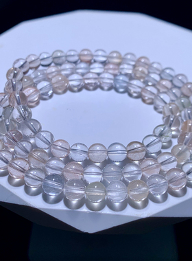 天然冰透拉丝兔毛水晶手链礼物女