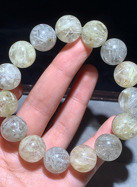 天然顺发雪霜发晶手链幽灵发晶女