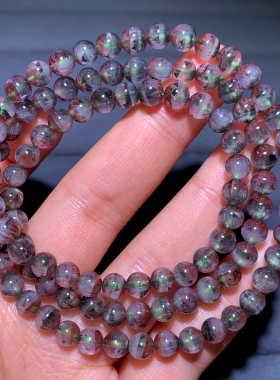 天然极光水晶三圈手链钛晶饰品女