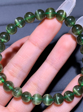 天然猫眼绿磷辉石单圈手链拉丝女