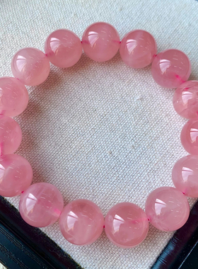 天然老矿马粉水晶手链粉晶芙蓉石