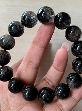 天然顺发巴西黑发晶水晶单圈手链