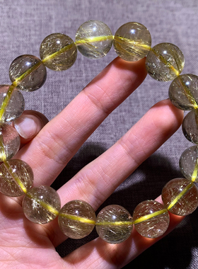 天然冰透顺发金发晶单圈手链板钛