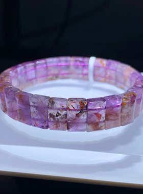 天然紫钛晶手牌手链佛珠手串极光