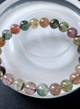 天然西瓜碧玺单圈手串彩虹糖果色