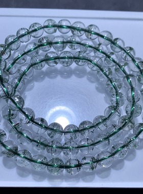 天然巴西绿幽灵三圈手链礼物情侣