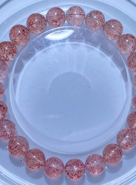 天然白水体草莓晶花瓣单圈手链女