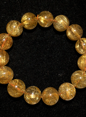 天然浓密顺发金发晶单圈水晶手串