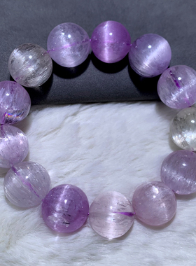 天然冰透拉丝紫锂辉石手链