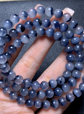 天然蓝兔毛蓝钢丝手链饰品情侣女