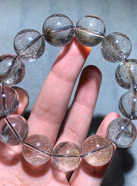 天然黑银钛晶单圈手链礼物饰品女