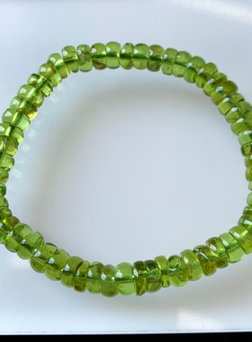 天然橄榄石盘珠随形手链翠绿色女