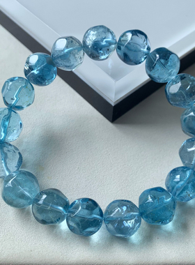 天然蓝绿体托帕石菠萝珠手链水晶