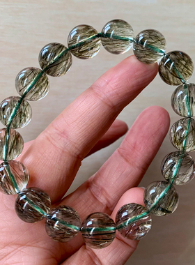 天然绿发晶手链巴西顺发水晶发丝