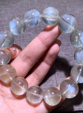 天然星沙月光长石单圈手串蓝光女