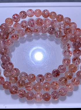 云母片金草莓长石共生赤铁矿手链