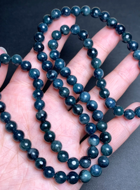 天然蓝碧玺三圈佛珠饰品手链女