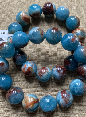 天然岛屿海蓝宝手链蓝水晶手串女