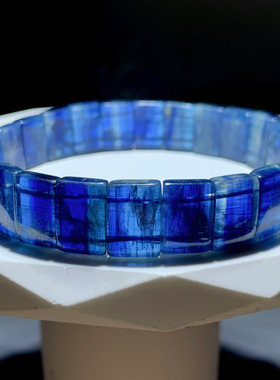 天然蓝晶石手排蓝绿色闪片水晶女