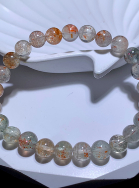 天然共生阿鲁沙长石手链饰品礼物