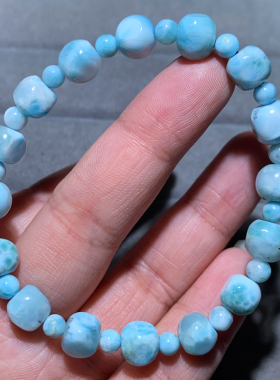 天然玉化随形海纹石手链饰品送女